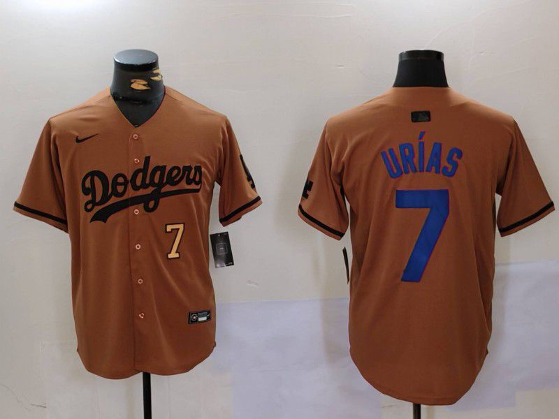 Men Los Angeles Dodgers #7 Urias army green joint name 2024 Nike MLB Jersey style 6->->